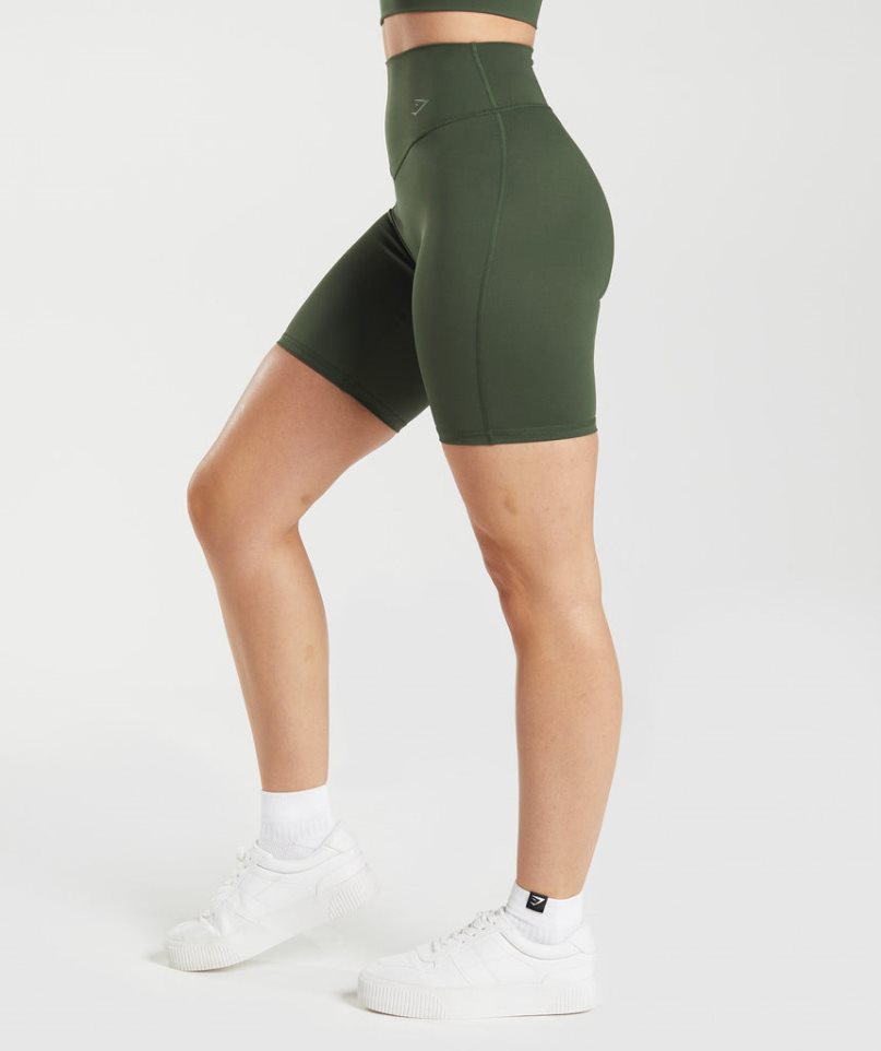 Women's Gymshark Elevate Cycling Shorts Olive | NZ 0STJOK